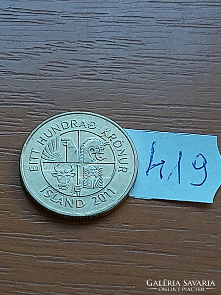 Iceland 100 kroner 2011 nickel-brass, sea hare fish 419