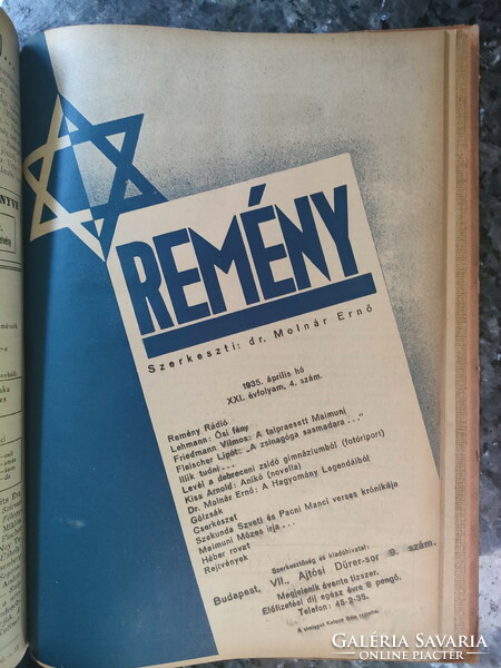 Remény 1934 - 35 Jewish newspapers bound together - gift book - rare Judaica