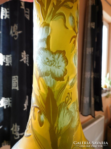 Gallé style glass vase 31 cm