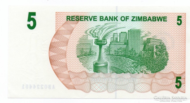5 Dollars 2007 Zimbabwe