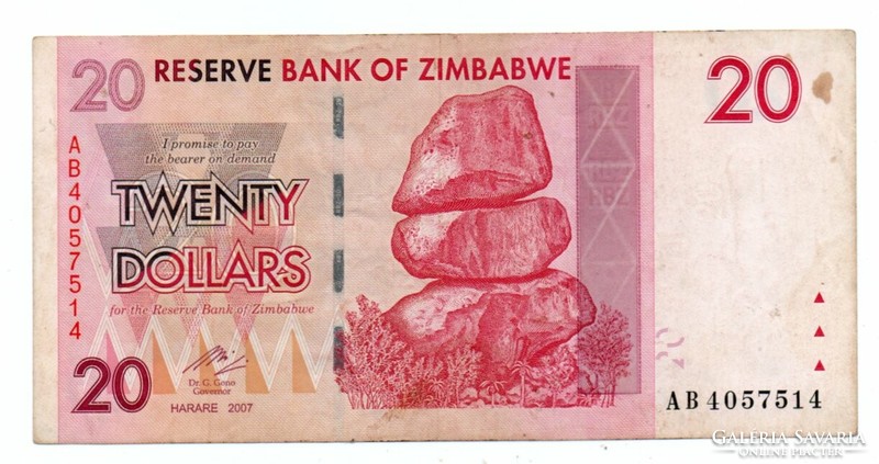 20 Dollars 2007 Zimbabwe