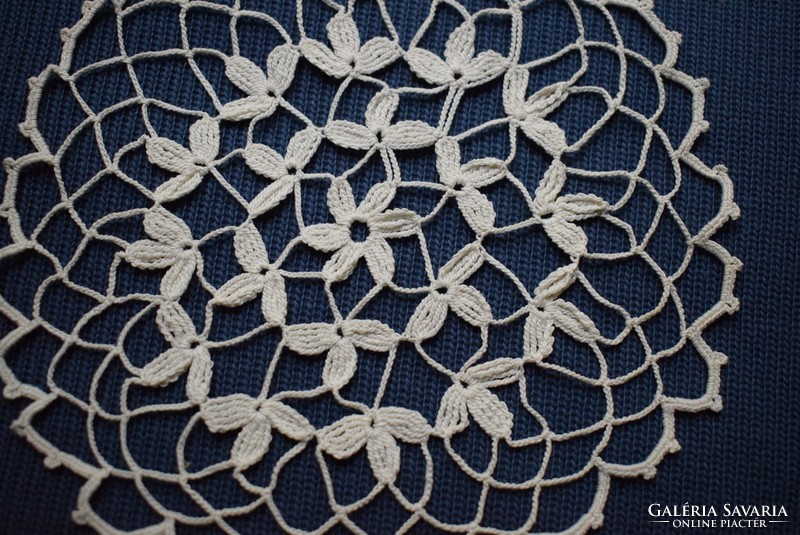 Crocheted lace, needlework decorative tablecloth, 15.5 cm