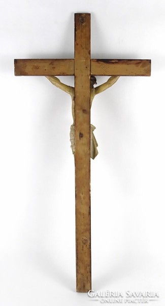 1Q182 large wooden crucifix with carved Jesus 85 cm