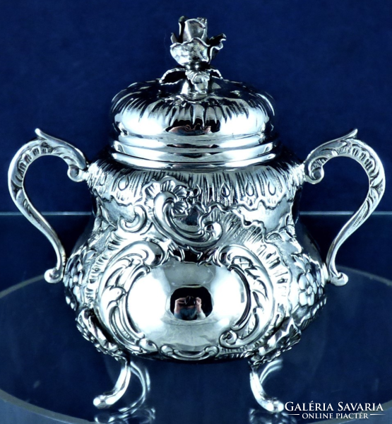 Charming antique silver sugar bowl, German, ca. 1890 !!!