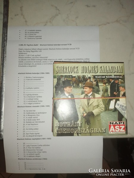 3.100.-Ft! 31 db Sherlock Holmes kalandjai sorozat VCD egyben eladó!