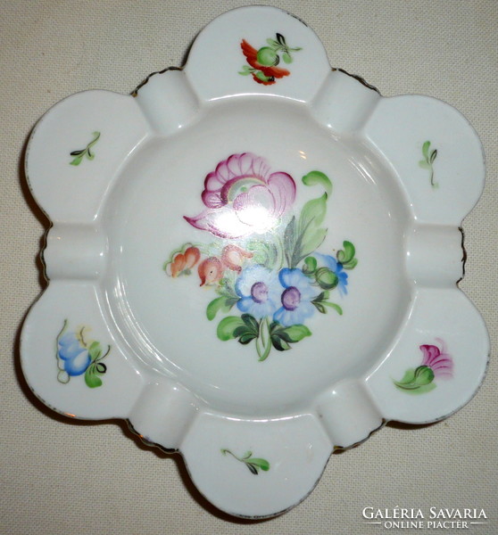Large Herend porcelain ashtray with flower patterns