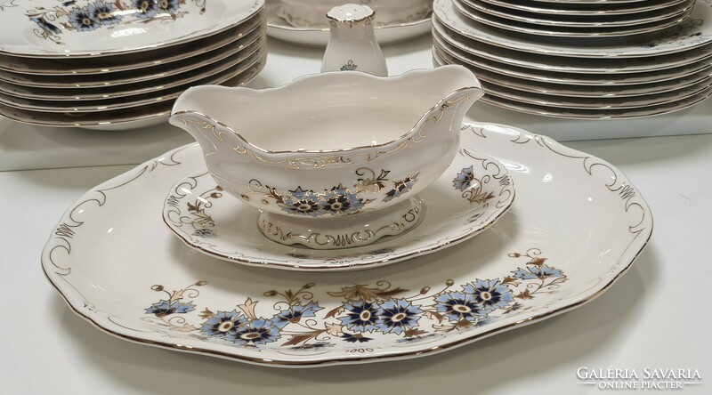 Zsolnay cornflower pattern dinner set for 6 with 25-piece factory box #1919