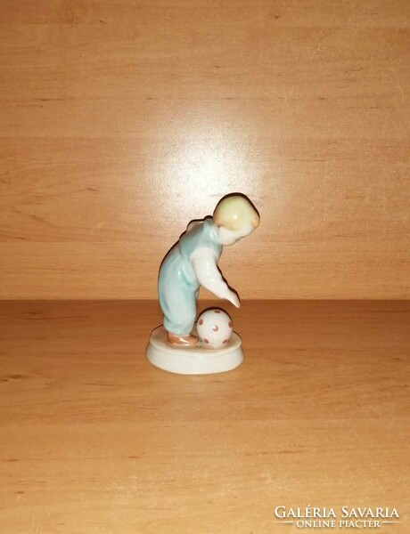 Zsolnay porcelán labdázó kisfiú figura (po-3)