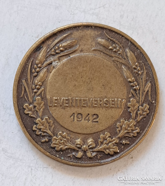 1942. Levente competition archer prize medal bronze medal 30 mm (63)