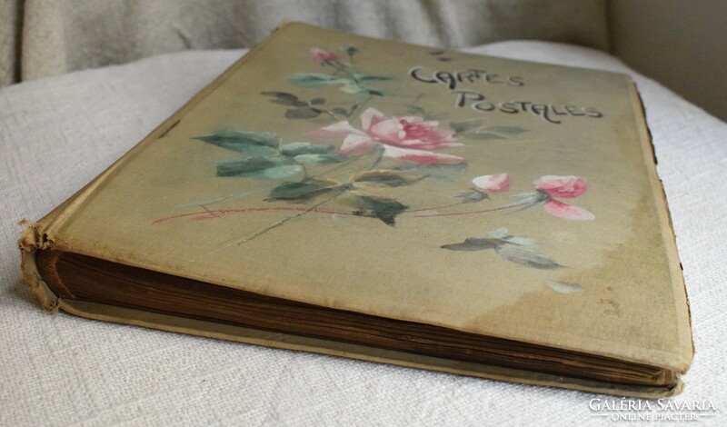 Postcard album collector organizer, antique art nouveau, 62 sheets for organizing 620 postcards 29.5x37x5cm