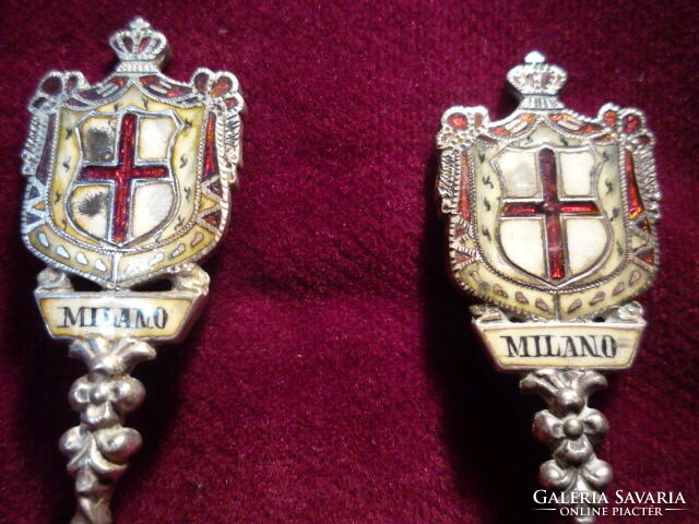 Old silver decorative spoon with Milan crest enamel 2311 22