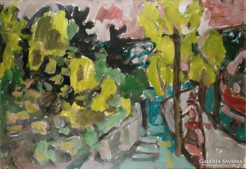 Miklós Csepeli Németh - in the park 70 x 100 cm oil, cardboard