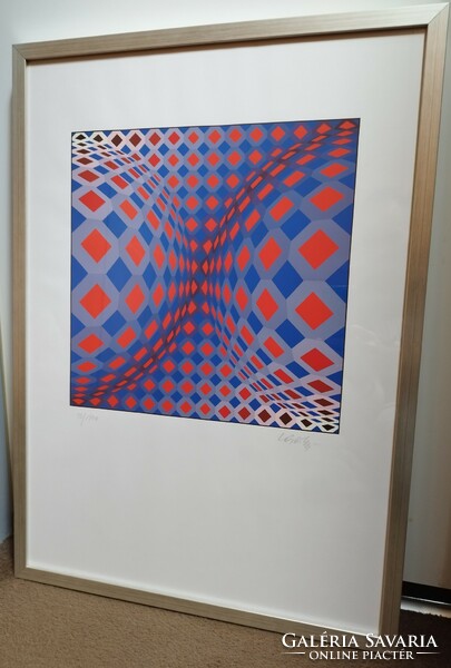 Victor Vasarely ONDOKTO című szitanyomata az 1985-ös Vega Constellations mappából