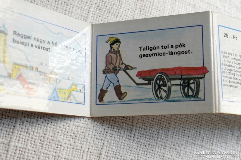 Weöres Sándor  Téli köszöntő Mini mese könyv leporello rajzolta Verebics János 1987 8,5x6,5x1,8cm
