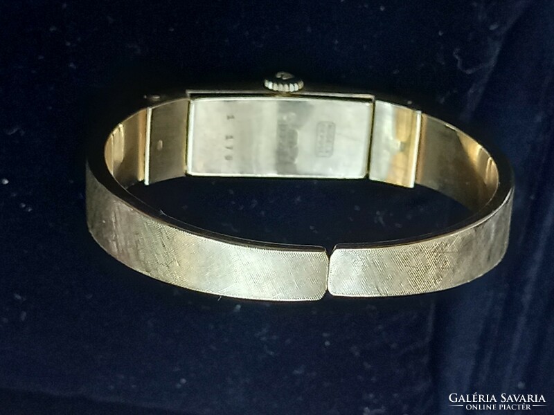 Midcentury Bucherer Swiss 18k gold watch, women's luxury wristwatch, 17 stones