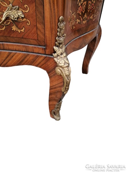 Inlaid 7-drawer tall chest of drawers with copper appliqués