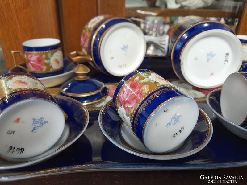 Old eichwald bloch & co 1918-1939 rose porcelain 6-person mocha, coffee set, set.
