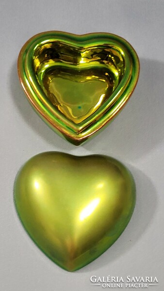 Zsolnay eozin heart bonbonier, jewelry box