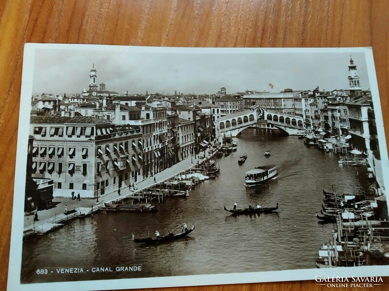 Antique postcard, Italy, canal grande, stamped 1939