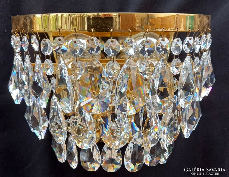 Pair of vintage mid century crystal wall lamps