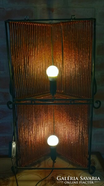 Pair of metal-rattan modular lamps, negotiable art deco design