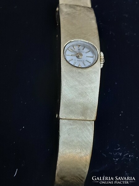 Midcentury Bucherer Swiss 18k gold watch, women's luxury wristwatch, 17 stones