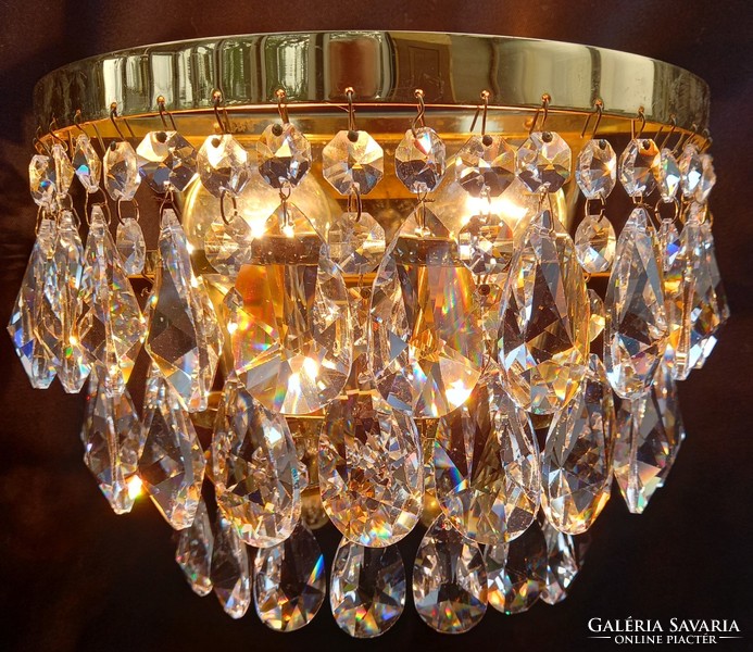 Pair of vintage mid century crystal wall lamps