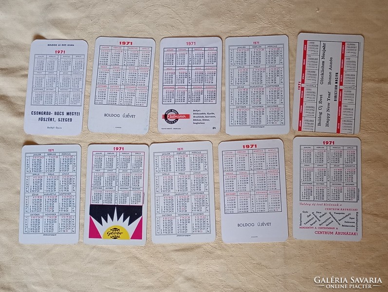 Kártyanaptár 1971-10 egyben