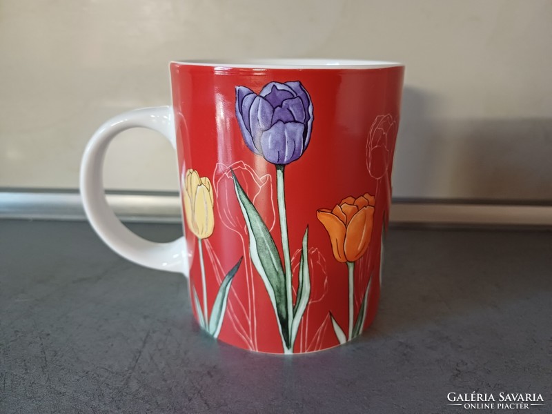 Holland színes tulipános bögre