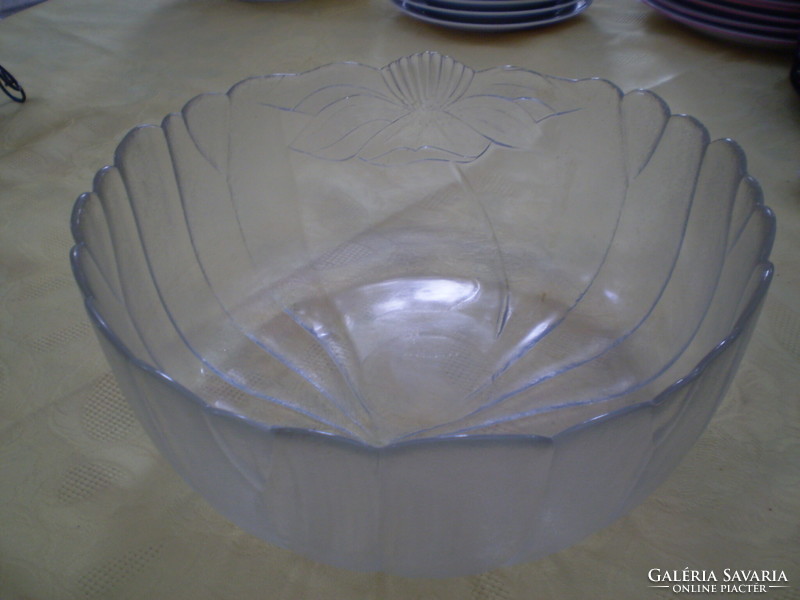 Glass floral deep salad printed patterned bowl 25x10 cm. Flawless