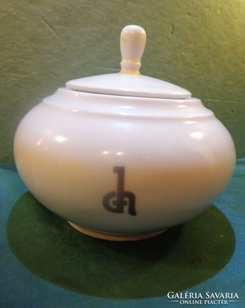 Porcelain bombonier with Chinoin logo / limited advertising material, old porcelain - Alföld porcelain factory/