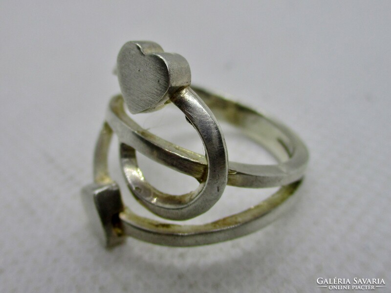 Special handmade silver ring with hearts, very unique.
