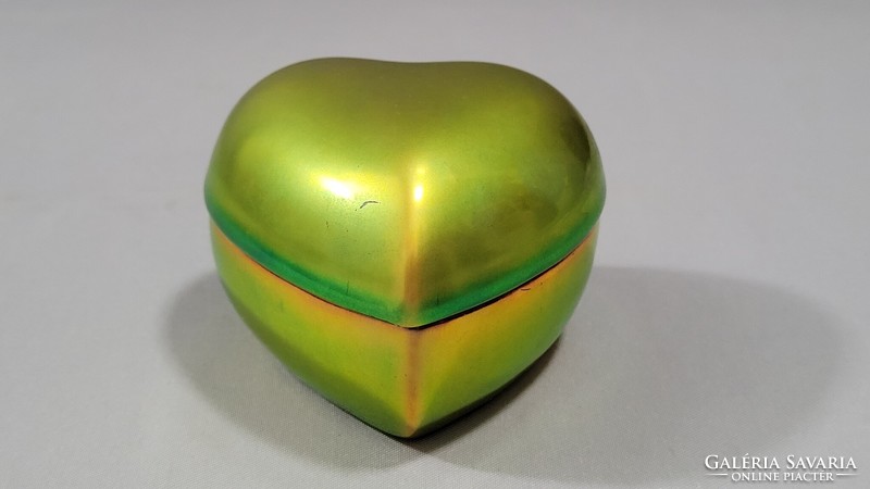 Zsolnay eozin heart bonbonier, jewelry box