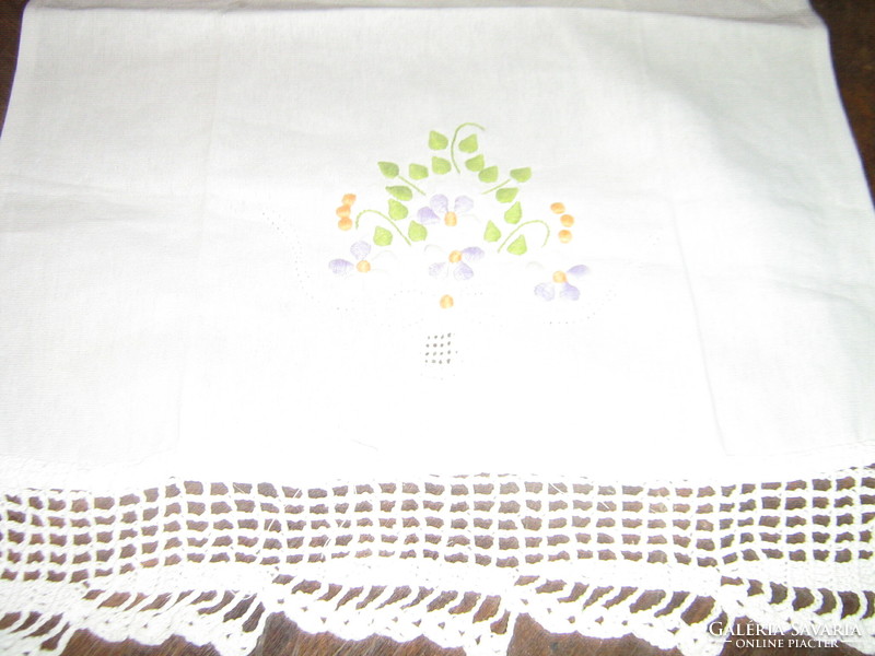 Beautiful vintage embroidered crochet napkin