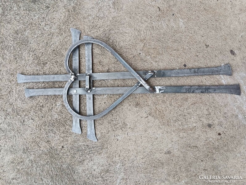 Blacksmith elf steel creation double cross heart with soul wrought iron unique handmade oven ornament