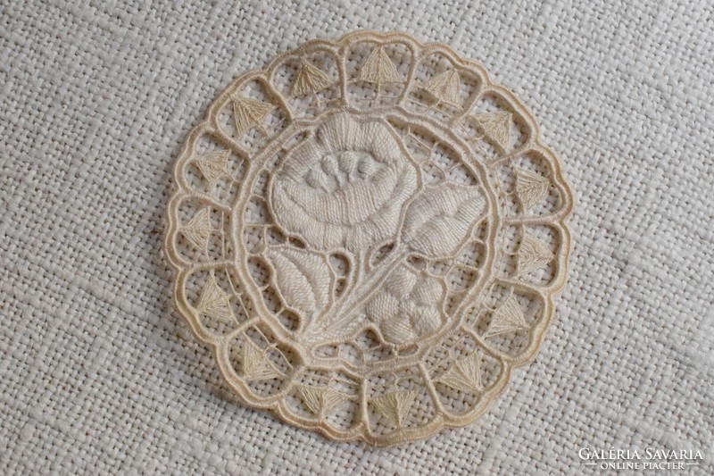 Embroidered rosette Kalocsa lace, needlework decorative tablecloth, 10 cm