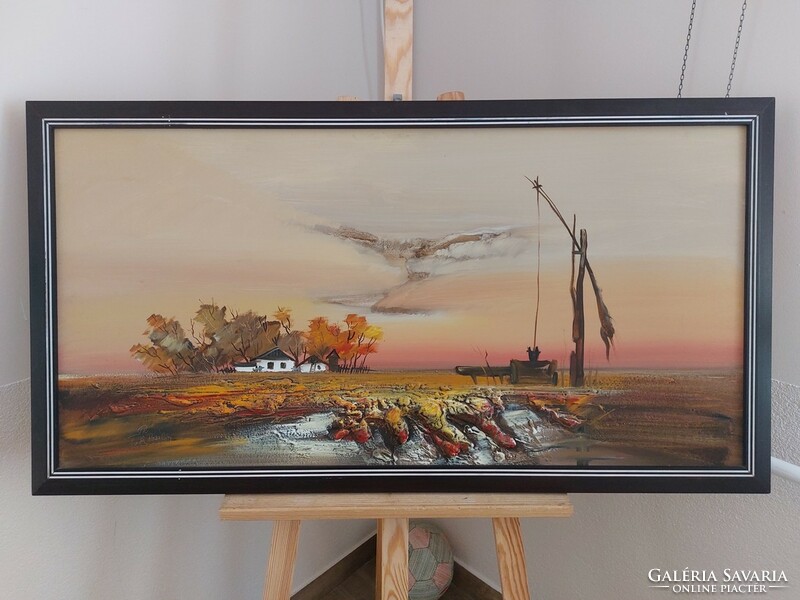 R. Tóth RozáliaTanya nagyméretű festménye 107 x 57 cm kerettel