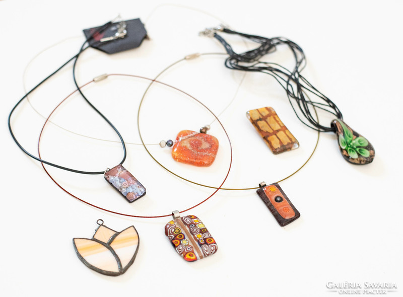7 glass pendants - Murano style necklaces, jewelry package