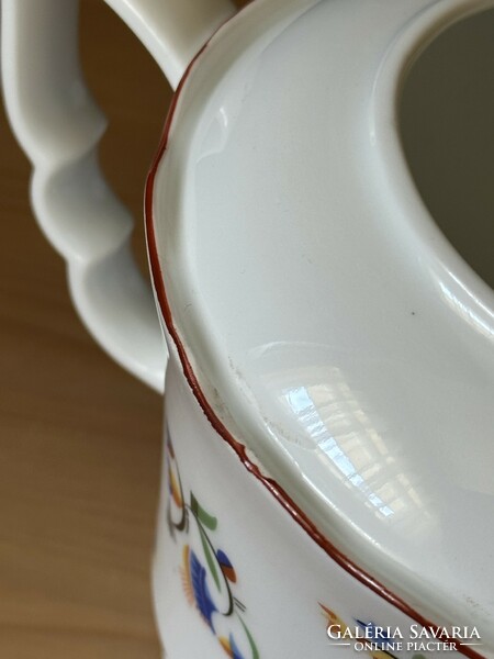 Zsolnay porcelán teáskanna, antik, manófüles, magassága 18 cm.