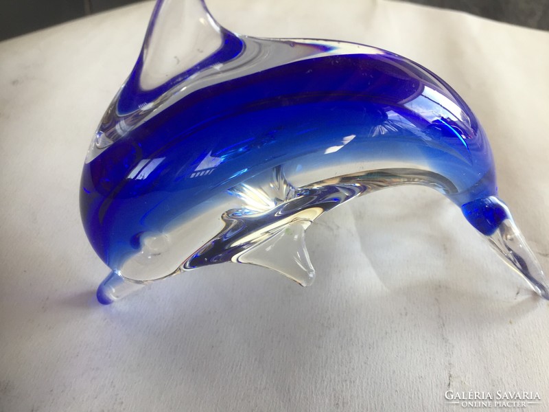 Blue glass, crystal dolphin (fsz)