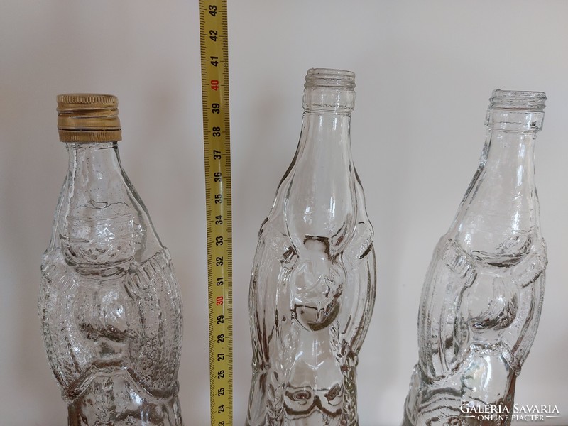Retro Napoca Cognac italos üveg női alakos régi konyakos palack 3 db