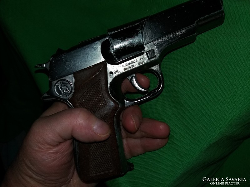 Régi GONHER spanyol fém forgótáras rózsapatronos játék pisztoly állapot a képek szerint 2.