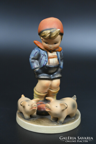 Large Hummel porcelain statue, boy with piggies