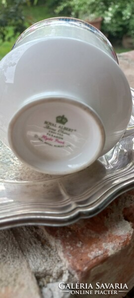 Royal albert tea cup with silver plated tray