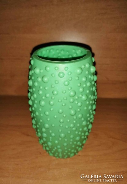 Retro buborékos zöld műanyag váza 1970-es évek - 12,5 cm (18/d)