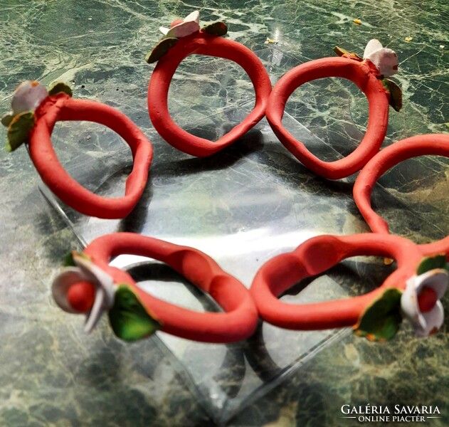:Kerámia szalvétagyűrű készlet- virágocskával