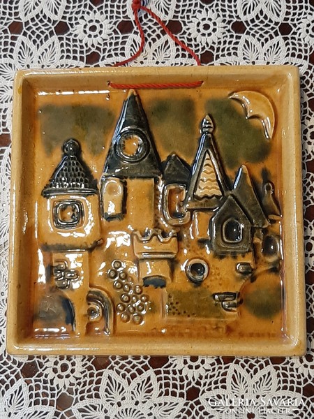 Retro ceramic picture with very nice colors 22 cm x 22 cm