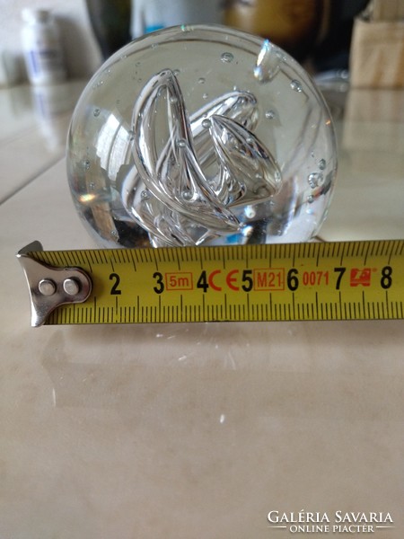 Beautiful heavy patterned lead crystal ball ornament, paperweight