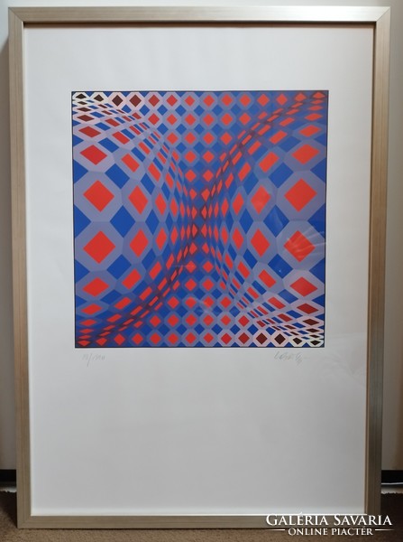 Victor Vasarely ONDOKTO című szitanyomata az 1985-ös Vega Constellations mappából