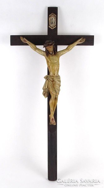 1Q182 large wooden crucifix with carved Jesus 85 cm